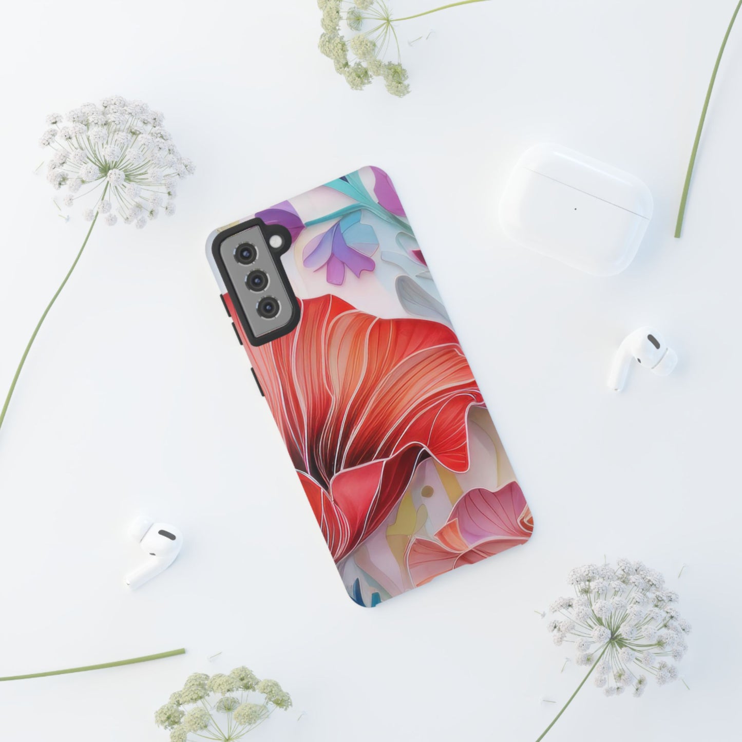 Purple Lily Tough Phone Case – Durable Floral Protective Cover for iPhone & Android