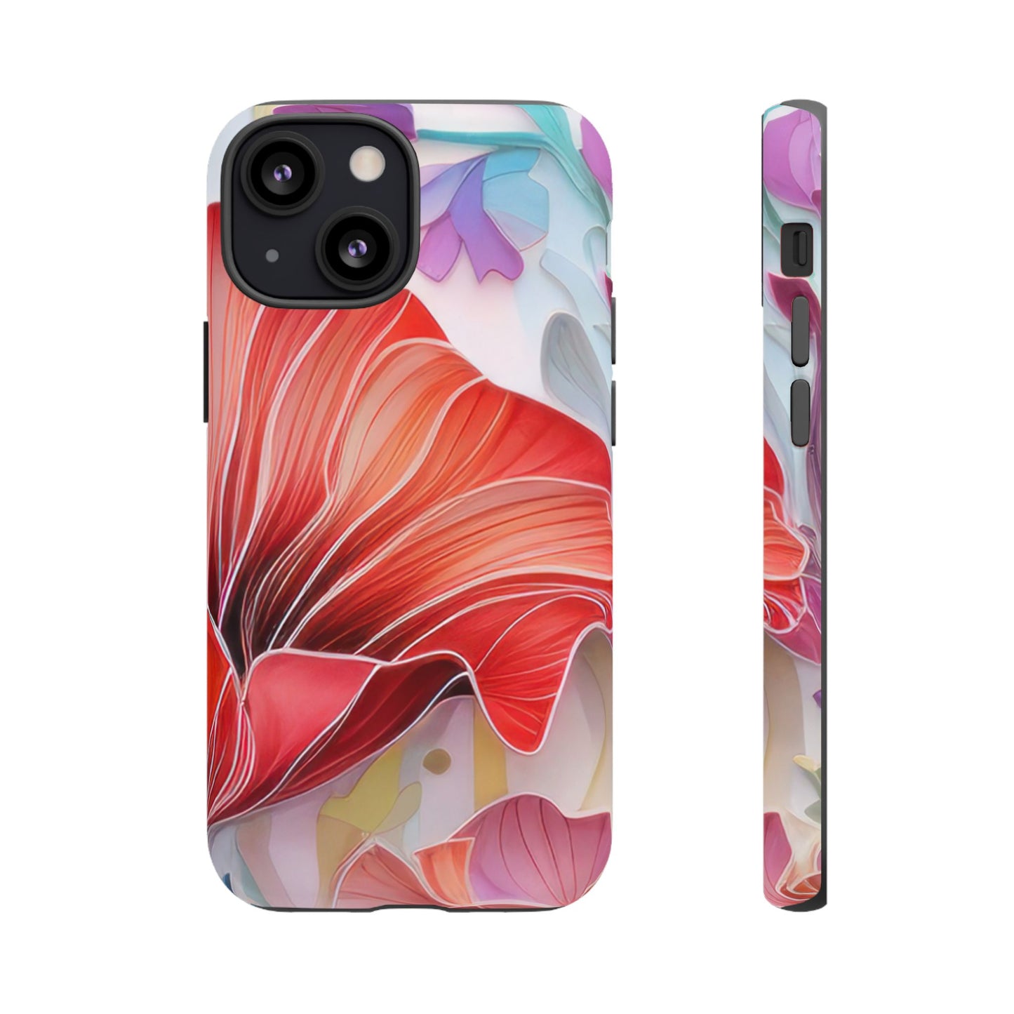 Purple Lily Tough Phone Case – Durable Floral Protective Cover for iPhone & Android
