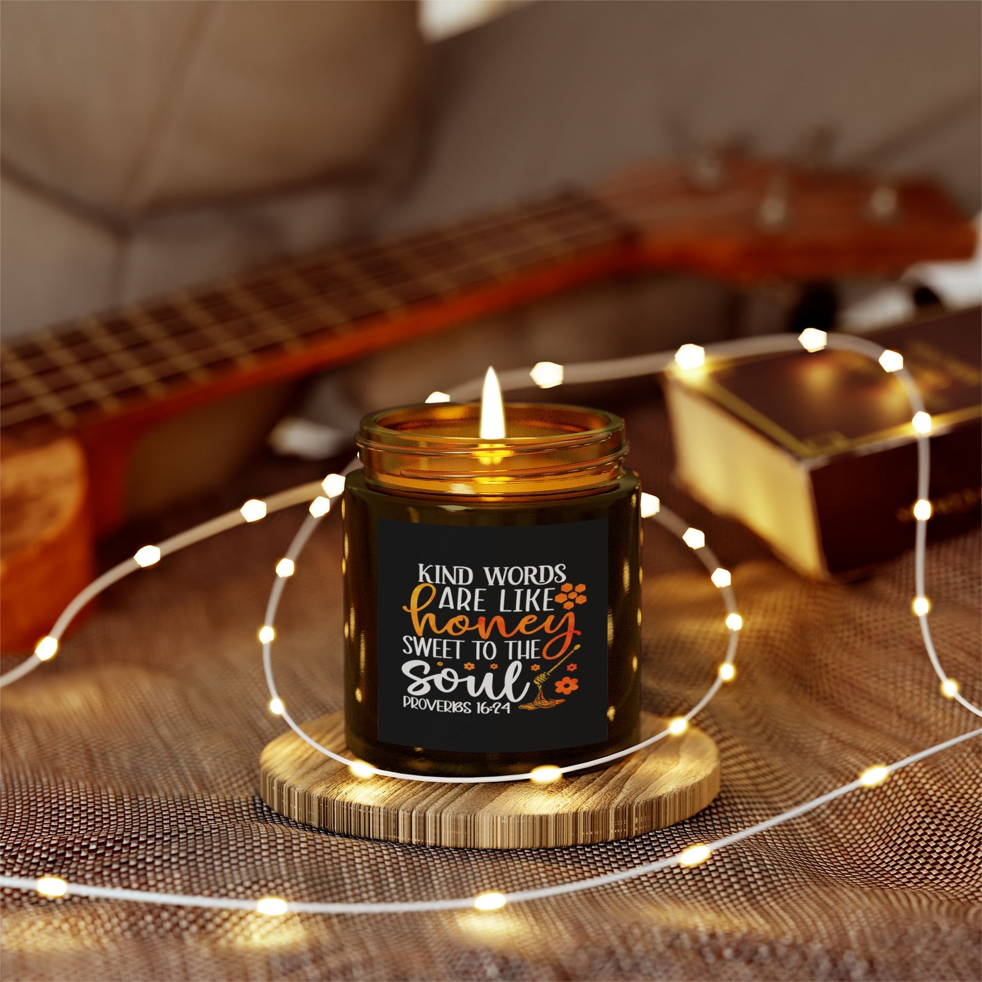 Kind Words Are Like Honey Sweet To The Soul Proverbs 24:15, Bible Verse,Scented Candle - Victory Thru Vision 