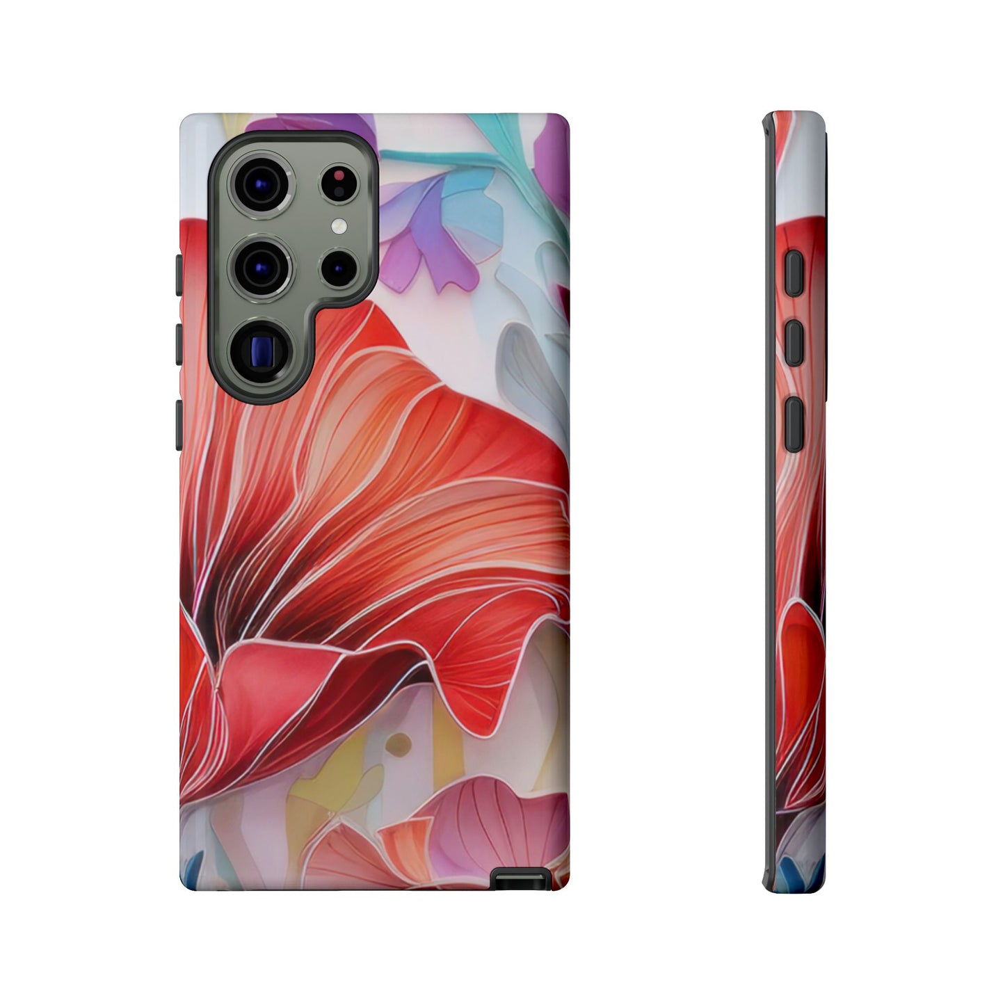 Purple Lily Tough Phone Case – Durable Floral Protective Cover for iPhone & Android