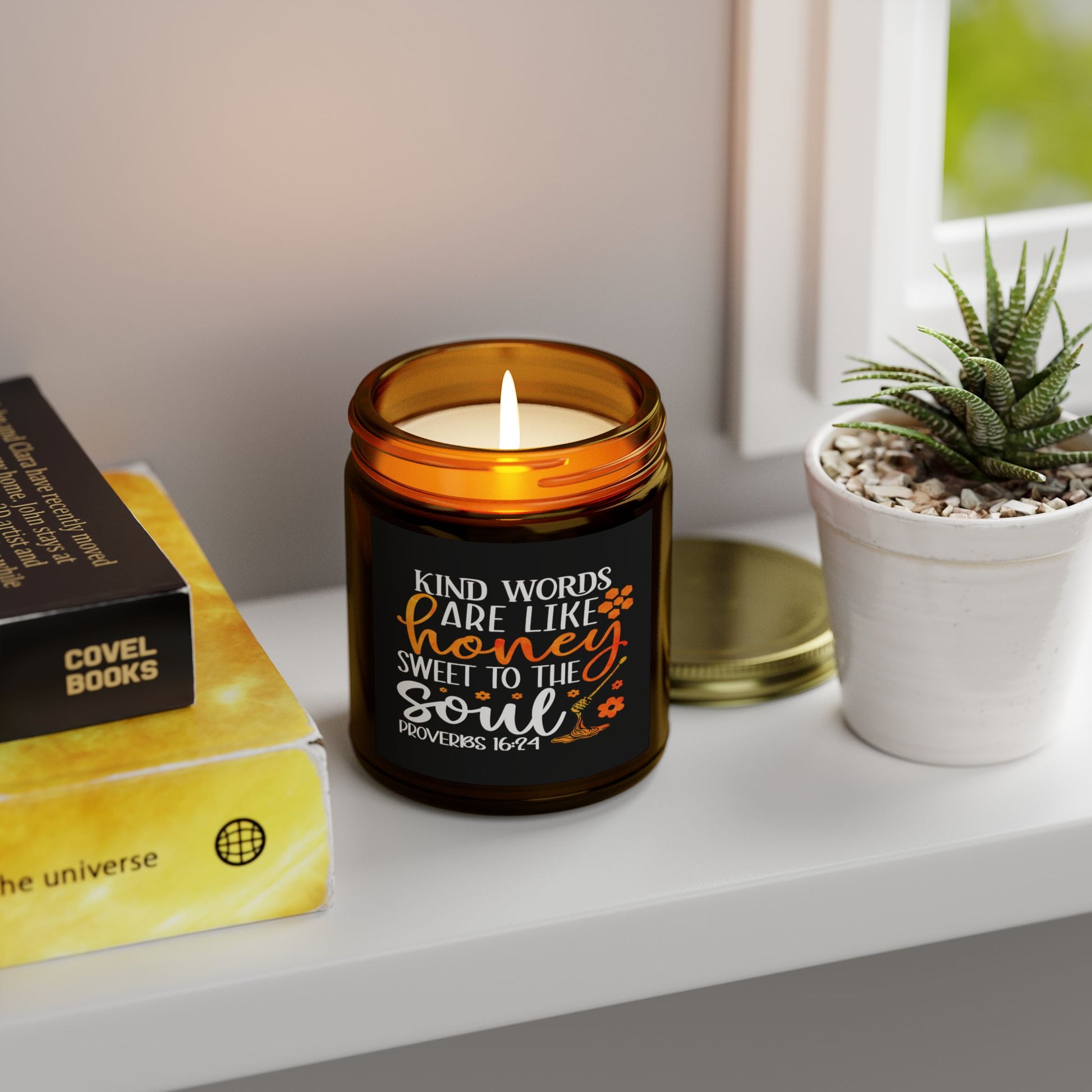 Kind Words Are Like Honey Sweet To The Soul Proverbs 24:15, Bible Verse,Scented Candle - Victory Thru Vision 