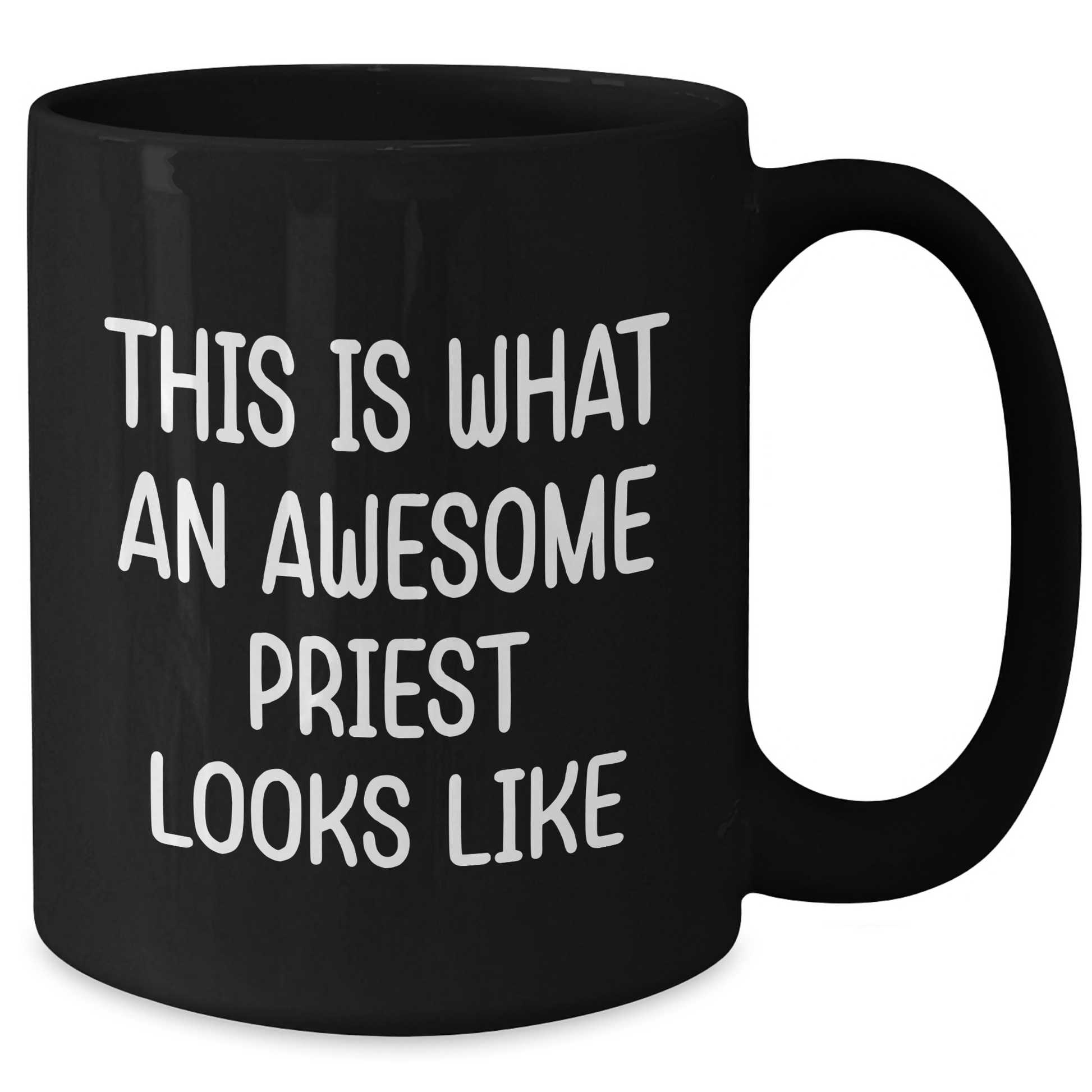Funny Priest Gifts - Father's Day Unique Gifts from Friends, Family, Coworkers - 'This Is What An Awesome Priest Looks Like' Black Coffee Mug - Victory Thru Vision 