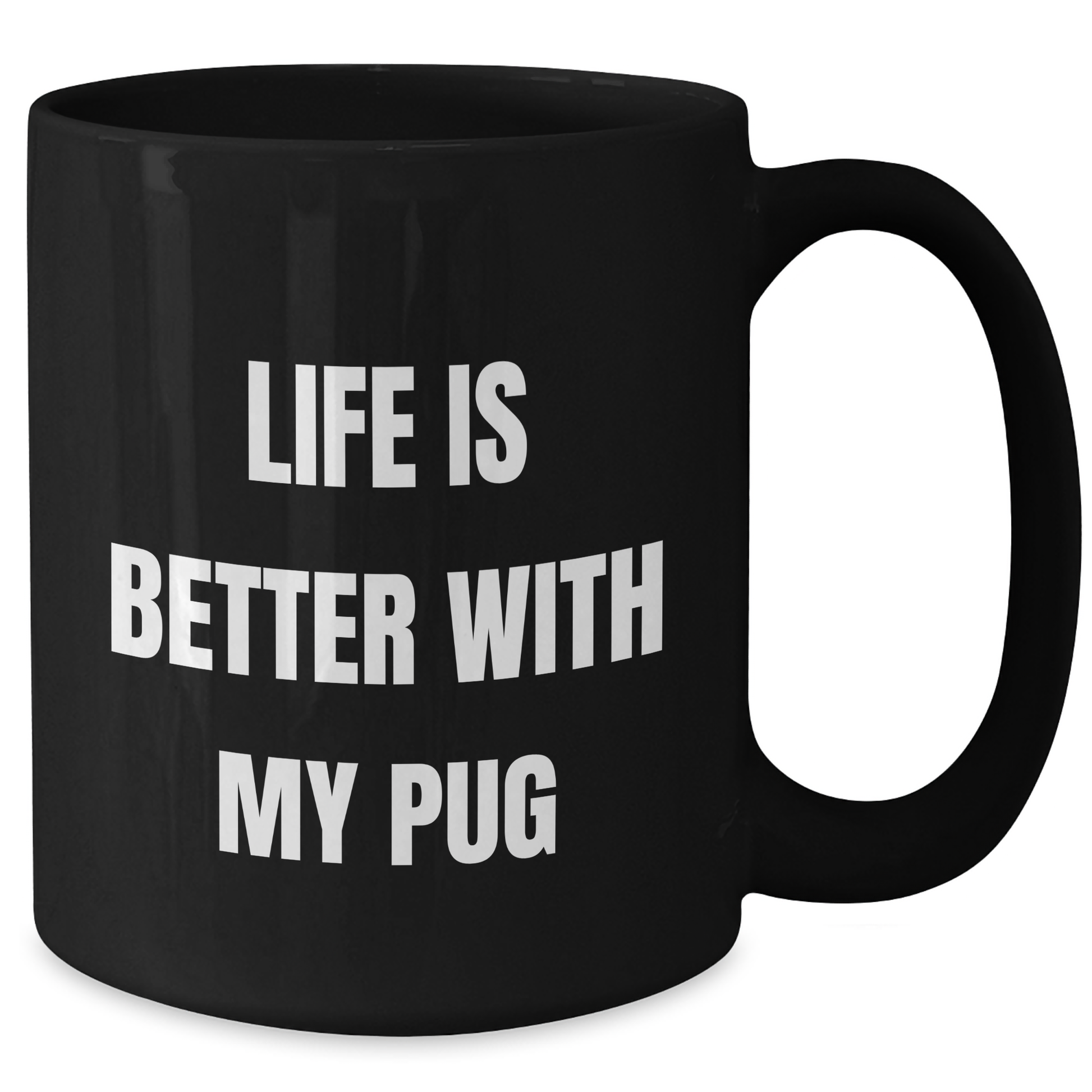 Funny Pug Dog Gifts for Men from Pug Lovers on Father's Day Unique Black Coffee Mugs - Victory Thru Vision 