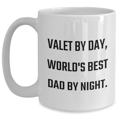 Funny Valet Gifts for World's Best Dad, White Coffee Mug for Father's Day from Family - Victory Thru Vision 