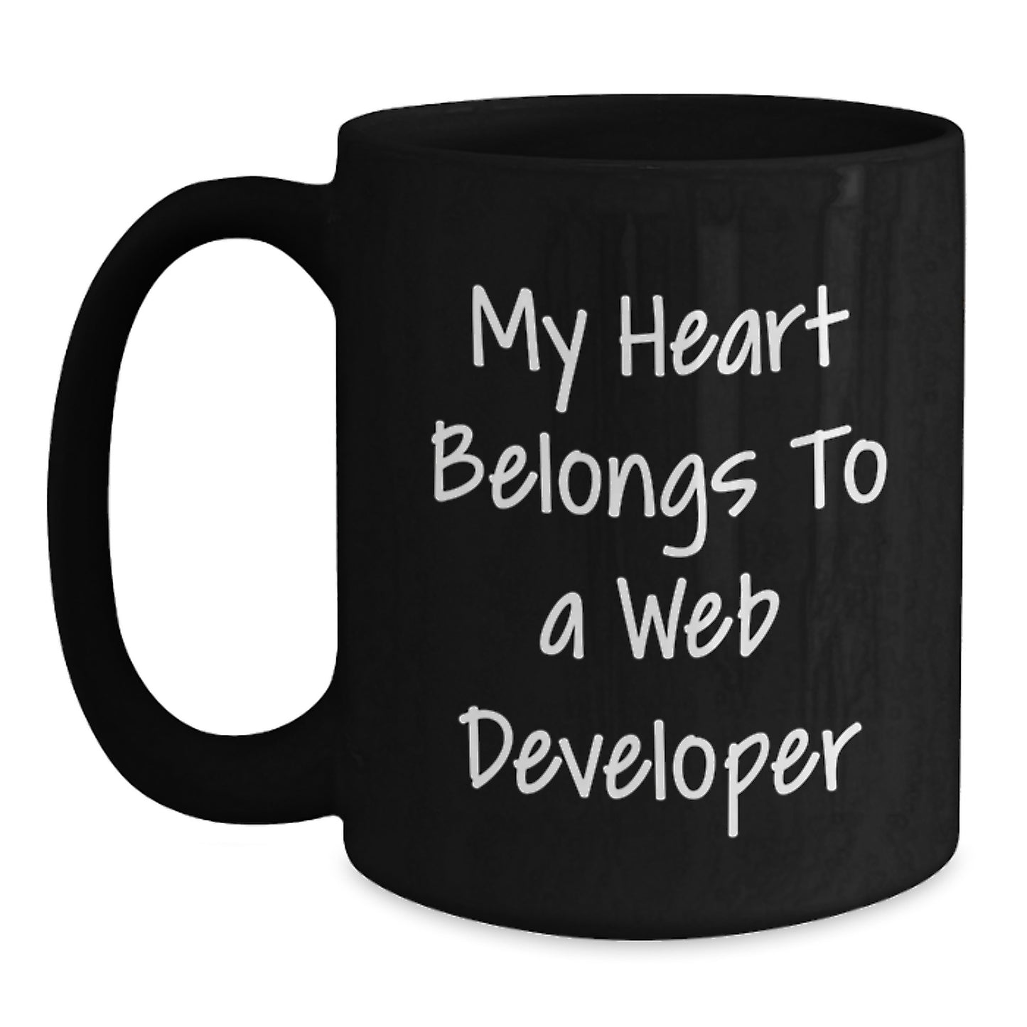 Funny Coffee Mug for Web Developers, 'My Heart Belongs To A Web Developer' Christmas Unique Gifts from Friends to Family - Main
