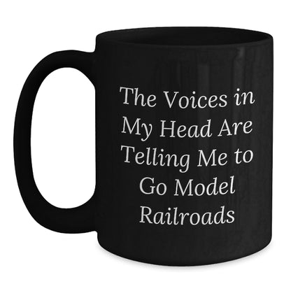 Funny Model Railroads Gifts for Men, Unique Black Coffee Mug from Friends for Christmas - Main