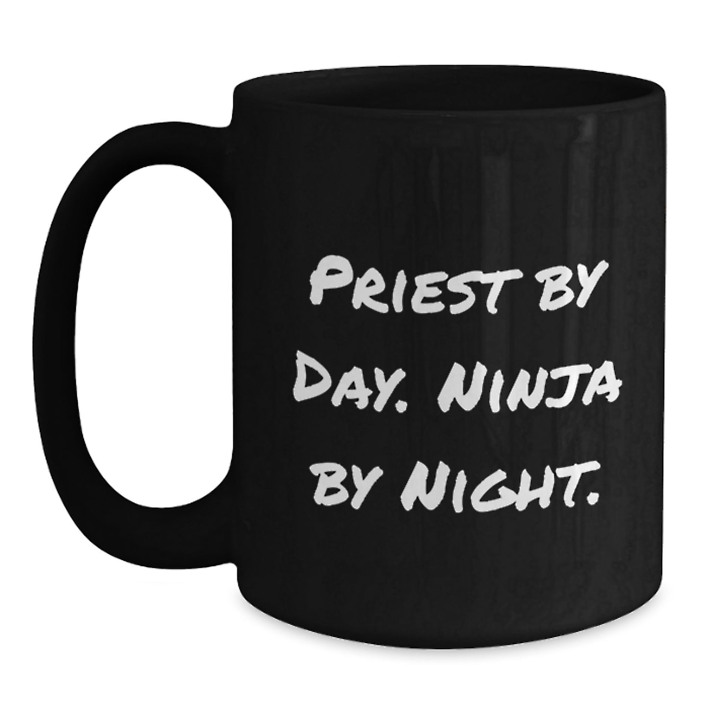 Funny Priest Gifts by Day, Ninja by Night Black Coffee Mug for Priest, Christmas Unique Gifts for Men - Main