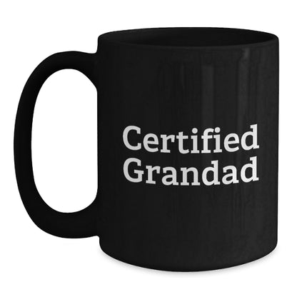 Funny Grandad Gifts for Him, Certified Grandad Black Coffee Mug, Christmas Unique Gifts from Family, Black Ceramic Mugs, Funny Quote - Main