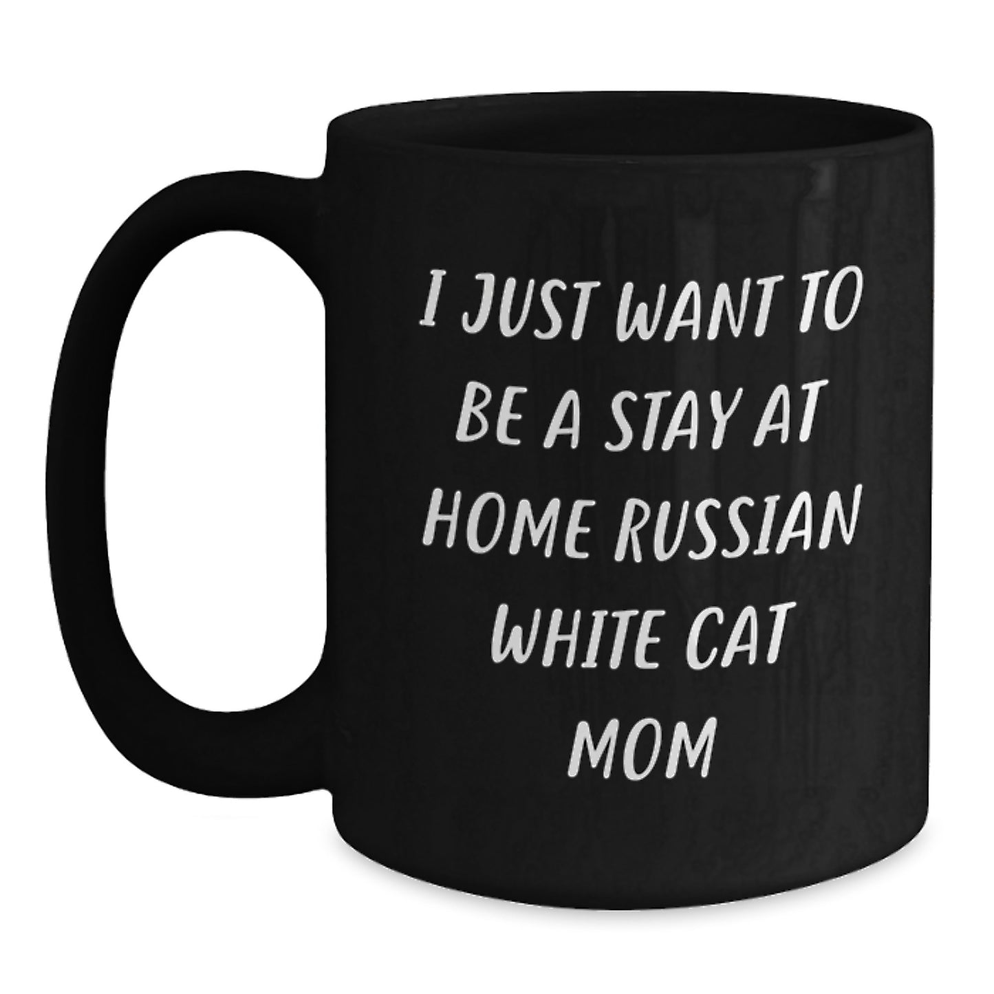 Funny Russian White Cat Mom Gifts for Russian White Cat Lover, Unique Black Coffee Mug Gifts from Friends for Russian White Cat Enthusiast, Christmas Unique Gifts - Main
