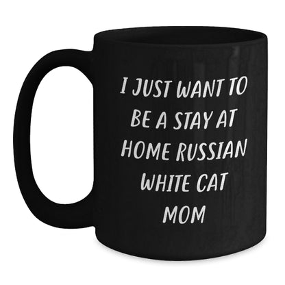 Funny Russian White Cat Mom Gifts for Russian White Cat Lover, Unique Black Coffee Mug Gifts from Friends for Russian White Cat Enthusiast, Christmas Unique Gifts - Main