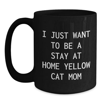 Funny Yellow Cat Mom Gifts from Friends for Yellow Cat Lovers on Christmas Morning with Black Coffee Mug - Main