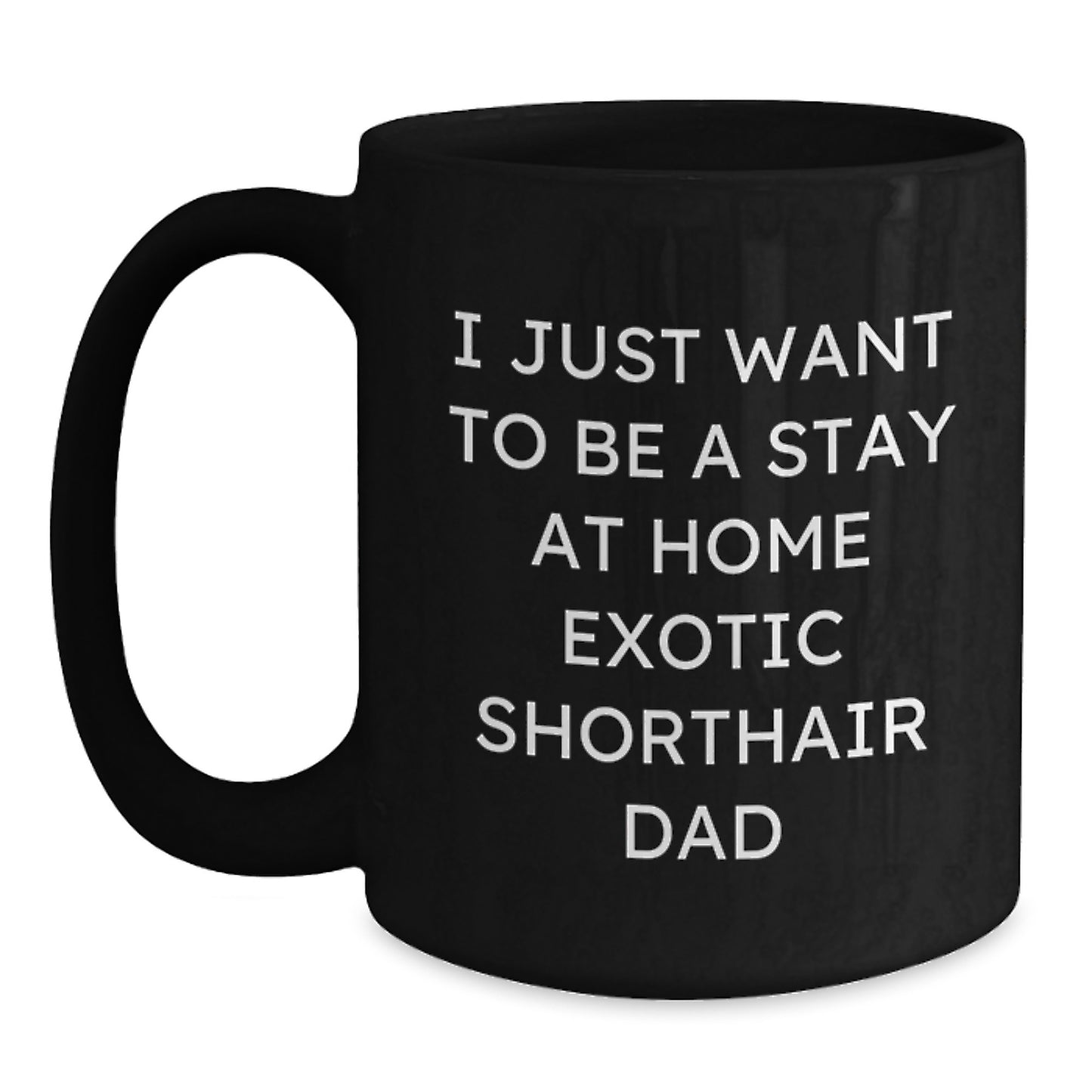 Funny Exotic Shorthair Cat Dad Gifts from Men for Christmas Unique Mugs, Black Coffee Mug with 'I Just Want To Be A Stay At Home Exotic Shorthair Dad' Quote - Main