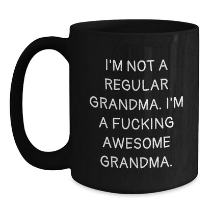 Funny Grandma Gifts - Gifts for Grandma from Family, Funny Black Coffee Mugs for Grandma, Christmas Unique Grandma Mugs, She's Not Your Average Grandma Black Coffee Mug - Main