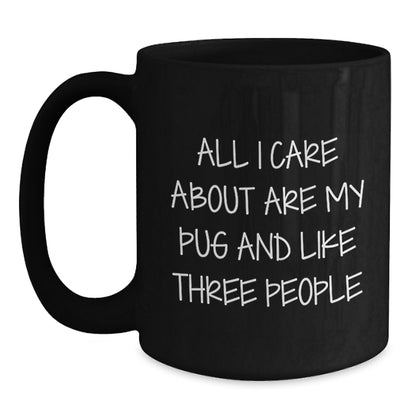 Pug Dog Lovers Funny Gifts for Friends Birthday Unique Black Coffee Mug - Main