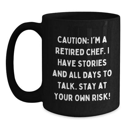 Funny Chef Gifts, Christmas Unique Mugs, Black Coffee Mug, 'I'm A Retired Chef' Quote, Gifts from Friends, Gifts for Men, Black Ceramic Mug - Main