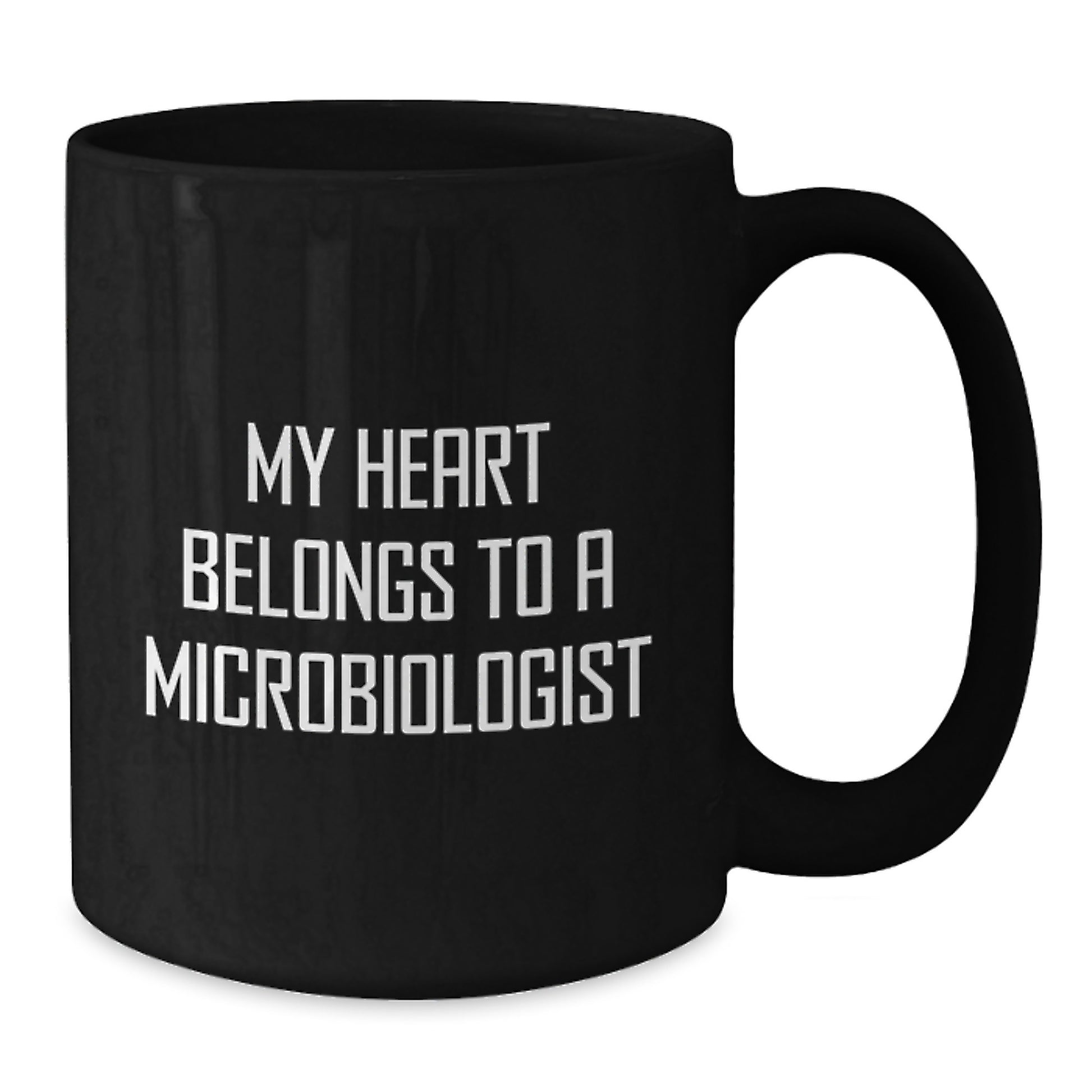 Funny Quote Gifts from Men to Microbiologists, Unique Valentine's Gifts for Him, Black Coffee Mug, 'My Heart Belongs To A Microbiologist' - Additional