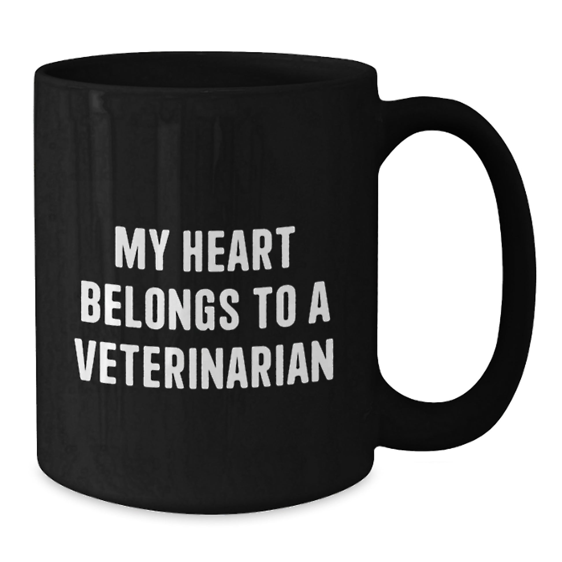 Funny Veterinarian Quotes Gifts for Her or Him, Black Coffee Mug by Friends or Family for Birthday, 'My Heart Belongs To A Veterinarian' - Additional