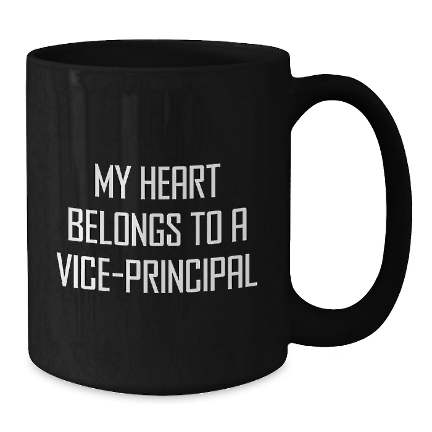 Funny Vice-principal Gifts from Friends - Christmas Unique Mugs for Vice-principal Enthusiasts - Quirky Black Coffee Mug with 'My Heart Belongs To A Vice-principal' Quote - Additional