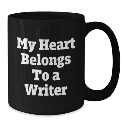 Funny Writer Gifts from Friends for Writer Men Christmas Unique Mugs - My Heart Belongs To A Writer Black Coffee Mug - Additional