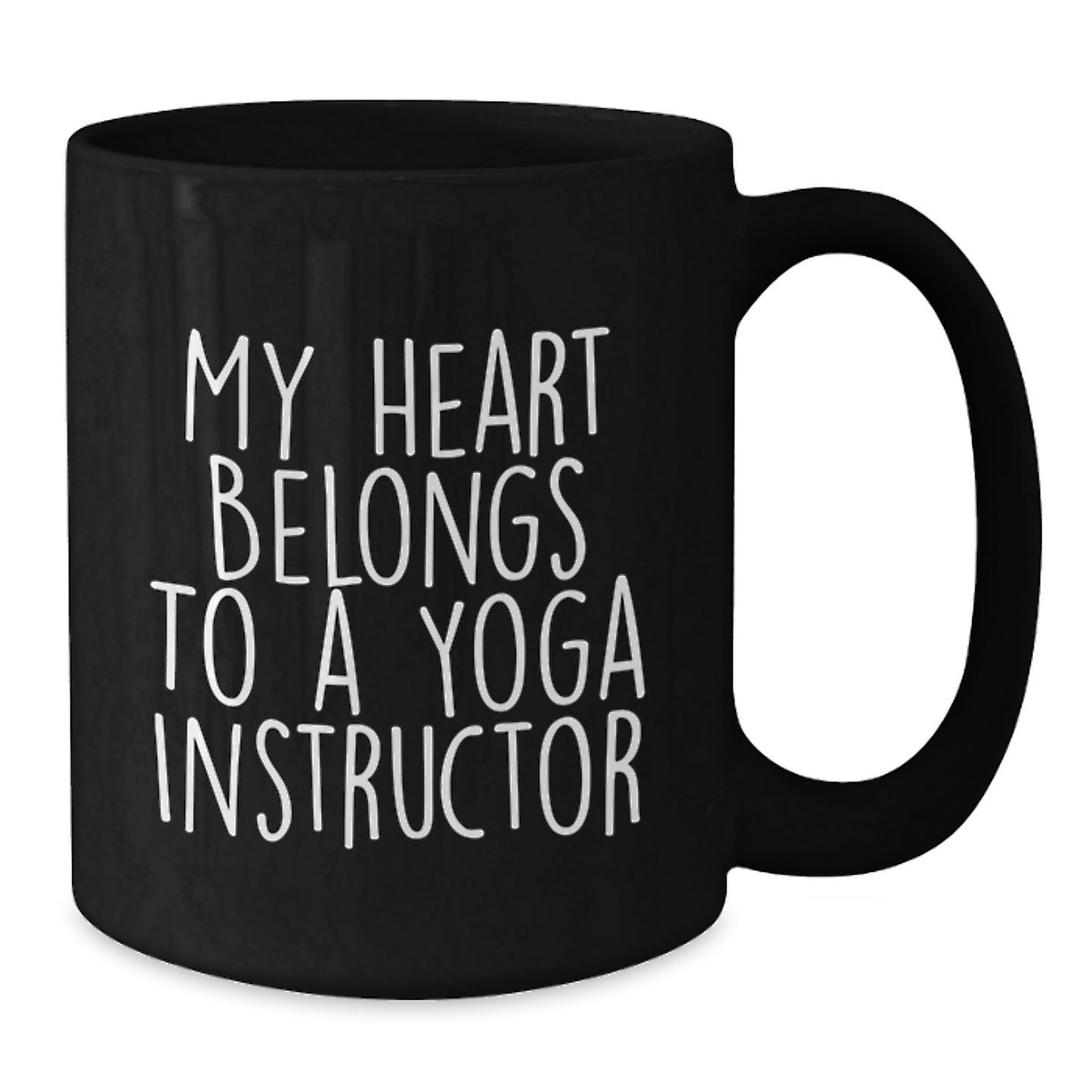 Funny Yoga Instructor Gifts from Men to Friends, 'My Heart Belongs To A Yoga Instructor' Quote on Black Coffee Mug, Graduation Unique Gifts - Additional