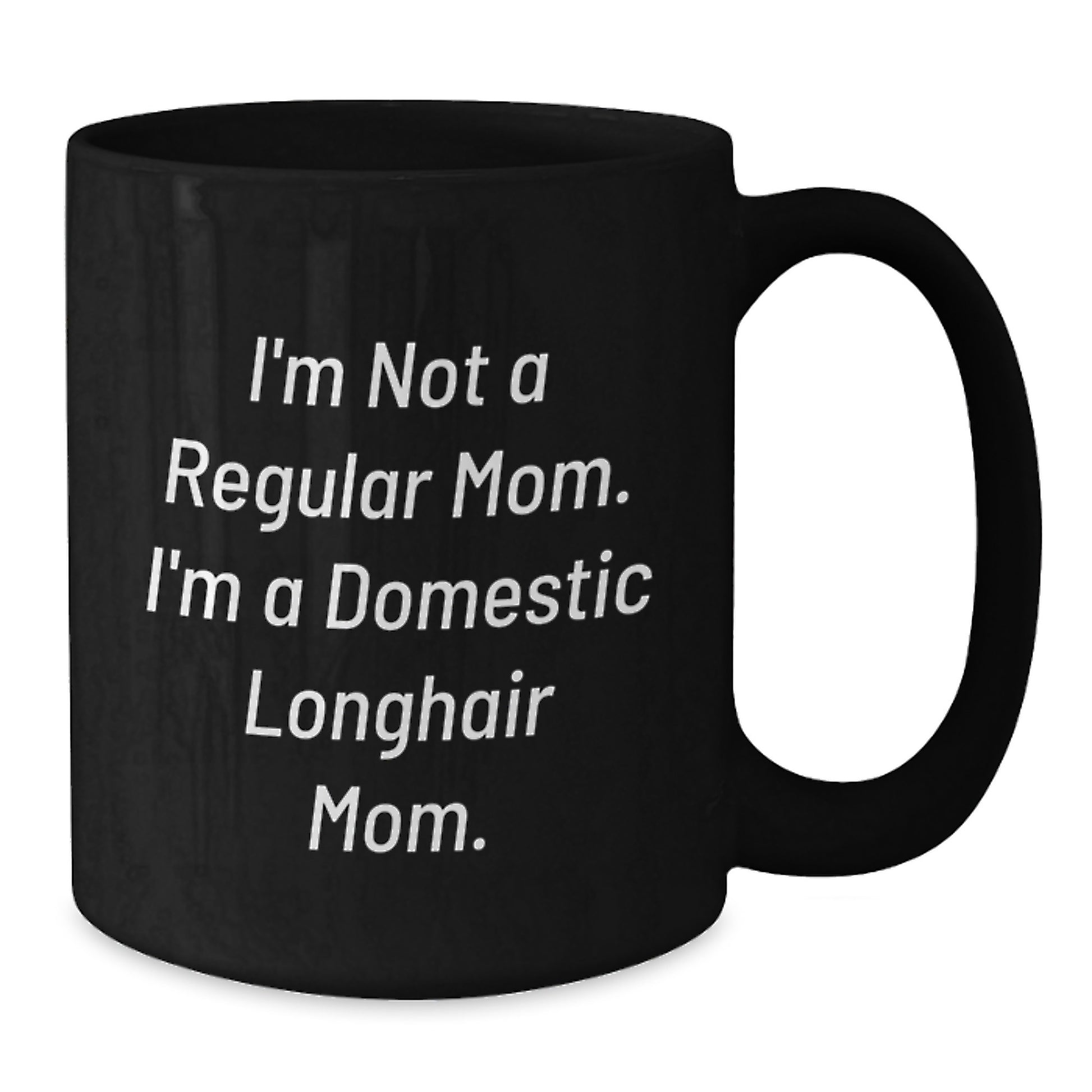 Funny Domestic Longhair Cat Gifts for Men from Women, Black Coffee Mug Valentine's Unique - Additional
