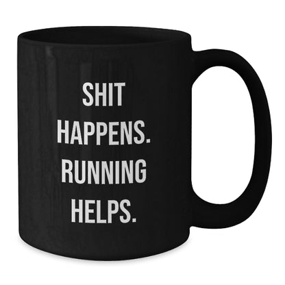 Funny Running Gifts for Men Women Friends Family, Black Coffee Mug with Inspirational Quote, Christmas Unique Presents - Additional