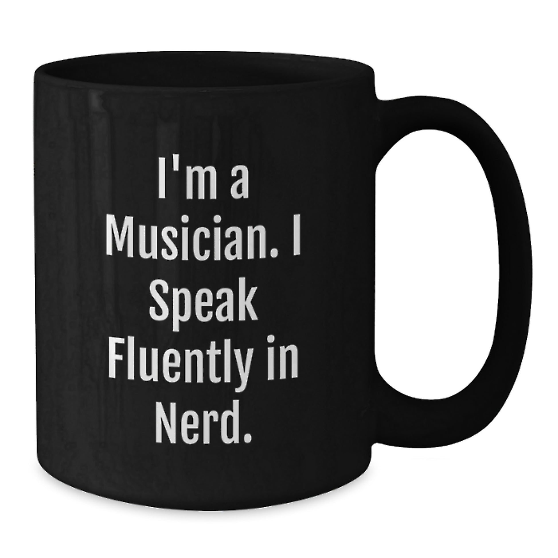 Funny Musician Gifts for Him - 'I Speak Fluently In genius.' Christmas Unique Black Coffee Mug, Gifts from Friends for Musician Men - Additional