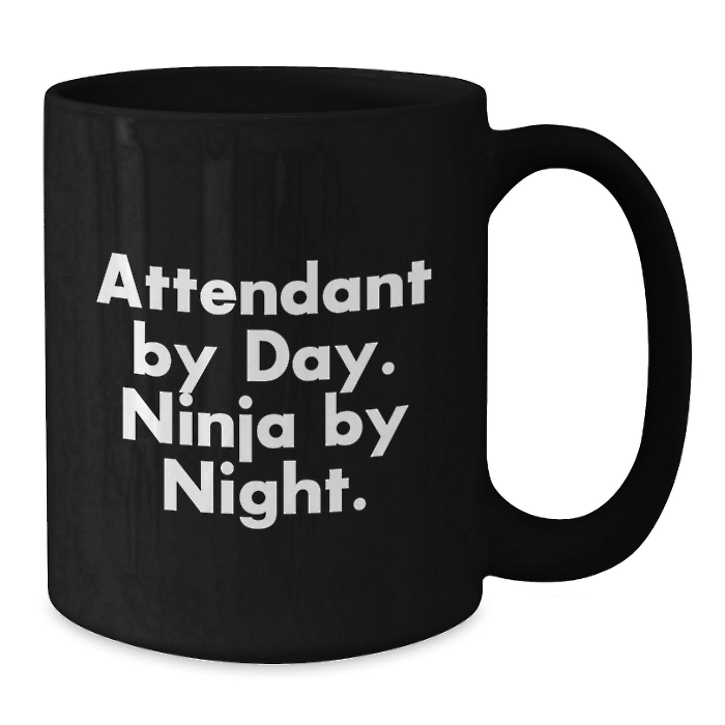 Unique Attendant Gifts for Men Attendant By Day. Ninja By Night. Christmas Unique Black Coffee Mugs - Additional