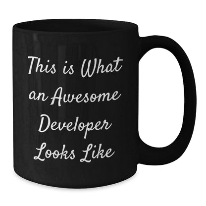 Developer Black Coffee Mug, Funny Gift for Developer Friends, Unique Christmas Unique Gifts from Friends for Developer - Additional