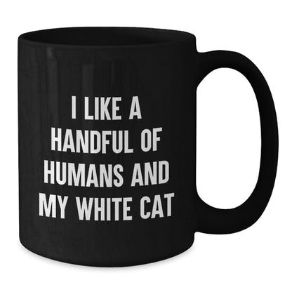Funny White Cat Black Coffee Mug, Gifts from Friends to White Cat Lovers, Christmas Unique Gifts - Additional