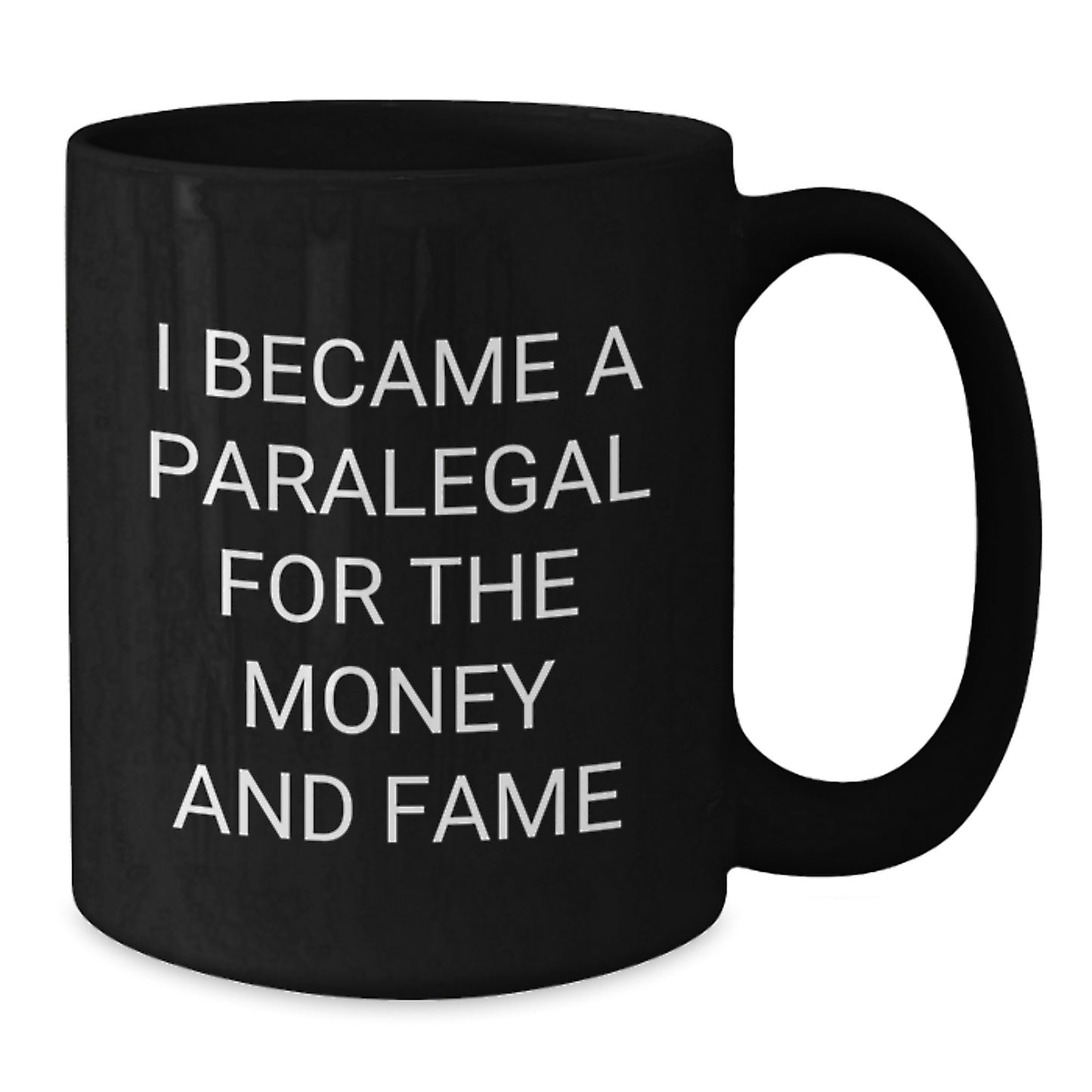 Funny Paralegal Gifts for Men, Women and Friends - Black Coffee Mug - Christmas Unique Gifts from Family, Coworkers - I Became A Paralegal For The Money And Fame Humor - Additional