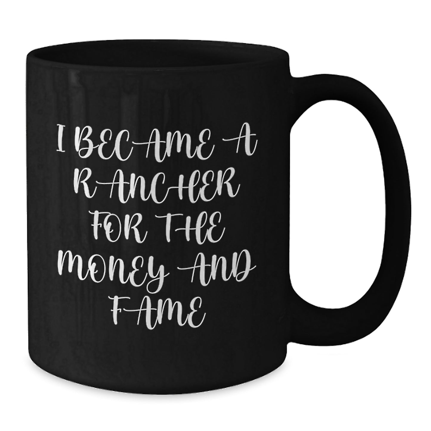 Funny Rancher Gifts for Men, Unique Black Coffee Mugs from Friends with 'I Became A Rancher For The Money And Fame' Quote, Christmas Unique Gifts - Additional