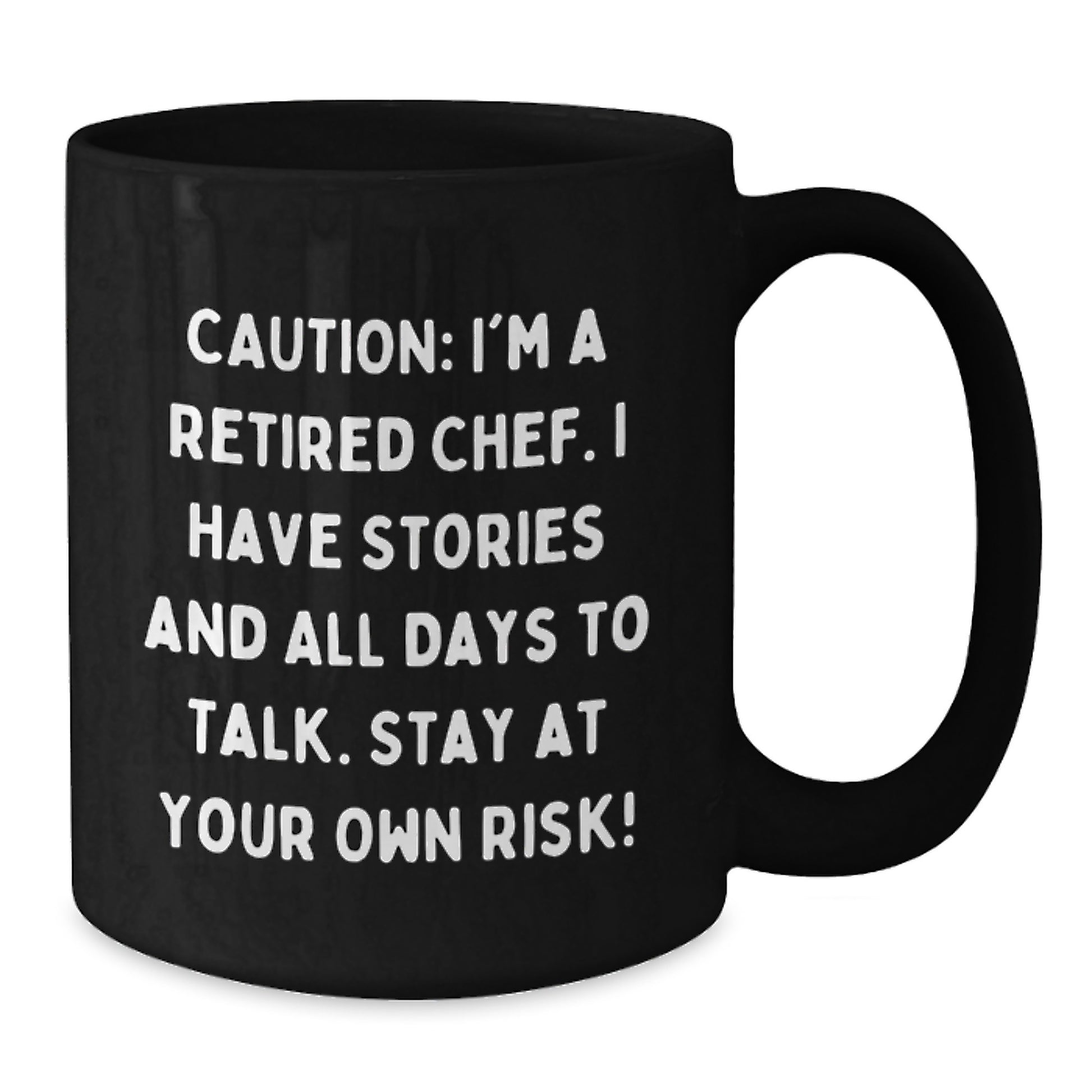 Funny Chef Gifts, Christmas Unique Mugs, Black Coffee Mug, 'I'm A Retired Chef' Quote, Gifts from Friends, Gifts for Men, Black Ceramic Mug - Additional