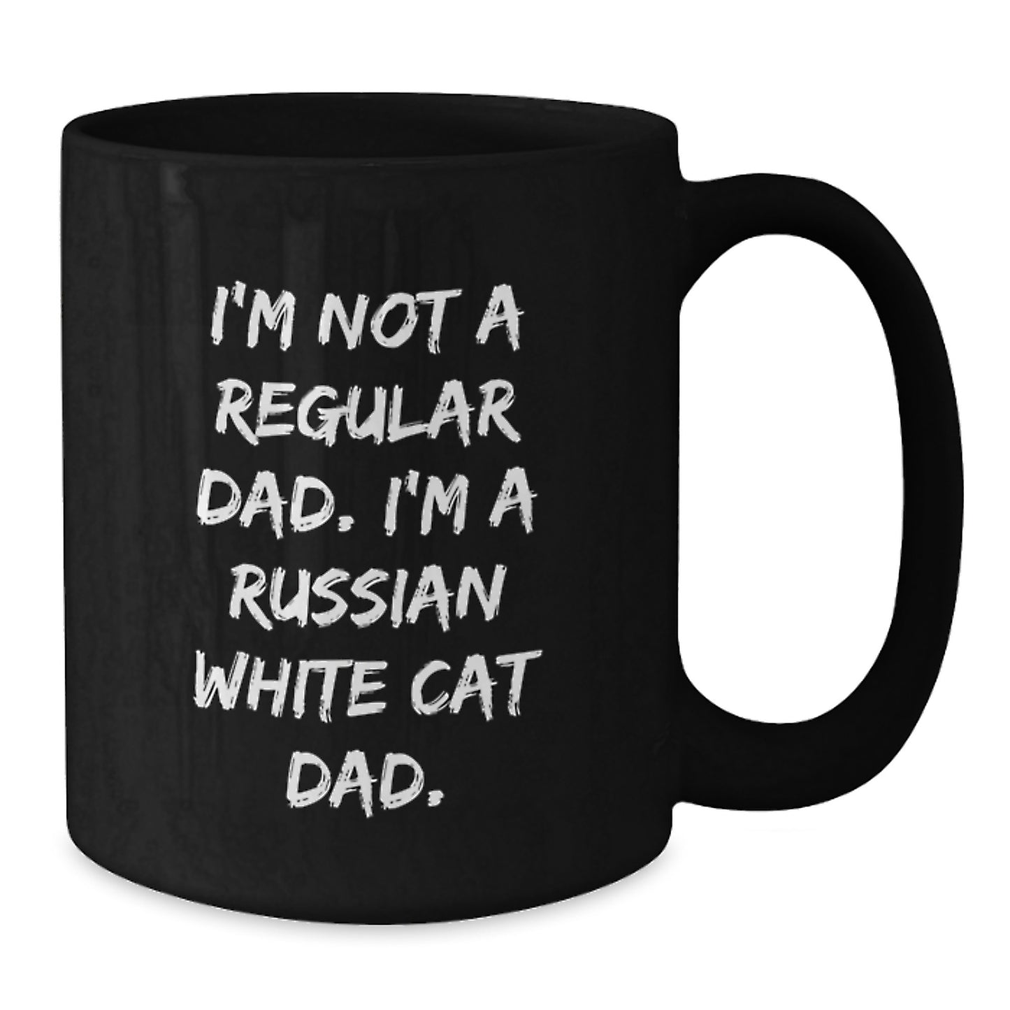 Russian White Cat Dad Funny Birthday Unique Gifts from Men to Russian White Cat Lovers Black Coffee Mug - Additional