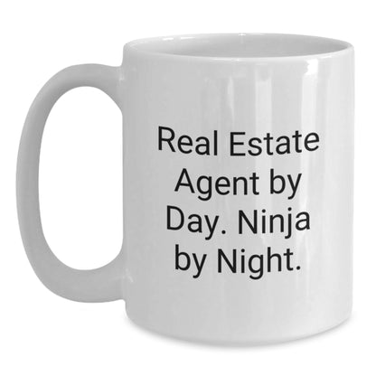 Funny Real Estate Agent White Coffee Mugs Gifts from Friends for Real Estate Agent By Day. Ninja By Night. Christmas Unique Presents - Main