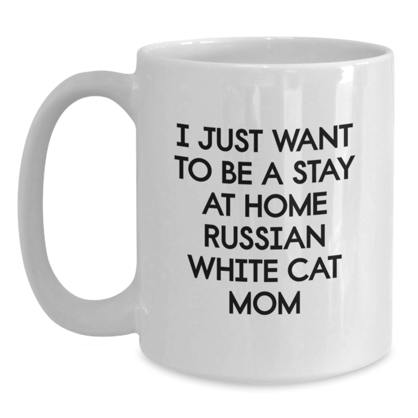 Funny Russian White Cat Mom Gifts for Cat Lovers, White Coffee Mug, Unique Valentine's Present from Mom to Cat Enthusiasts - Main