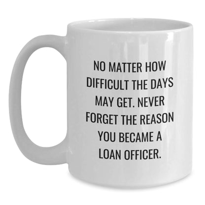 Funny Loan Officer Christmas Unique Gifts from Friends or Family - White Coffee Mug - Never Forget The Reason You Became - Main