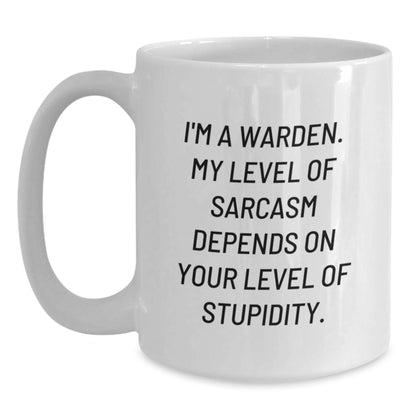 Merry Christmas Unique Warden Gifts for Men from Friends - Funny White Coffee Mug 15oz - Main