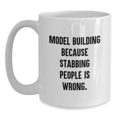 Funny Model Building Humor White Coffee Mug Gifts from Friends for Model Building Enthusiasts on Christmas Morning - Main