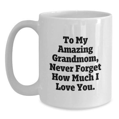 Unique Grandmom Gifts from Men, Funny White Coffee Mugs for Grandmom, Never Forget How Much I Love You, Christmas Unique Gifts - Main