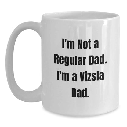 Funny Vizsla Dog Dad Gifts from Men to Vizsla Dog Owners, Unique White Coffee Mug for Christmas Morning - Main