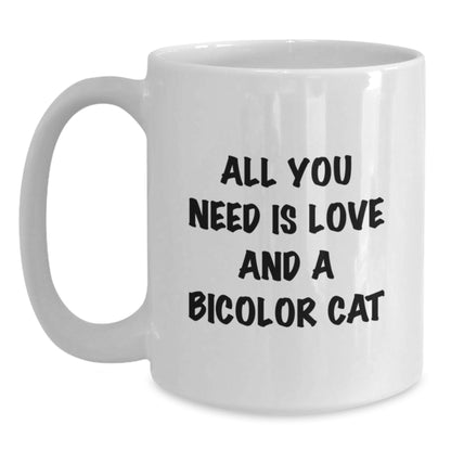 Funny Bicolor Cat Gifts from Friends, White Coffee Mug for Bicolor Cat Lovers, Birthday Unique Gifts - Main