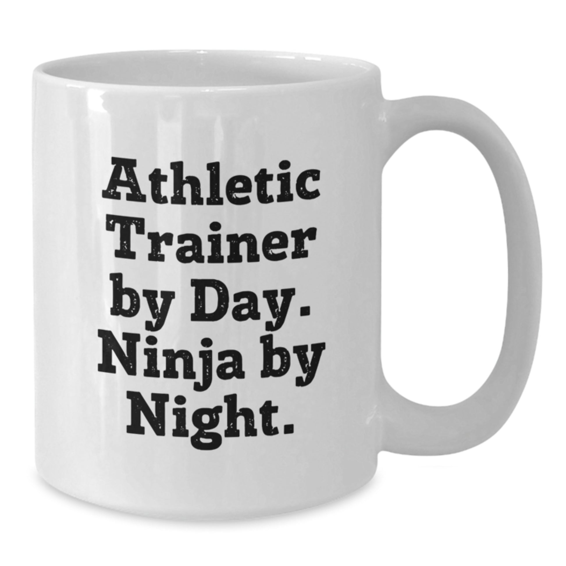 Funny Athletic Trainer Gifts from Men for Friends - White Coffee Mug - 'Athletic Trainer By Day. Ninja By Night.' - Additional
