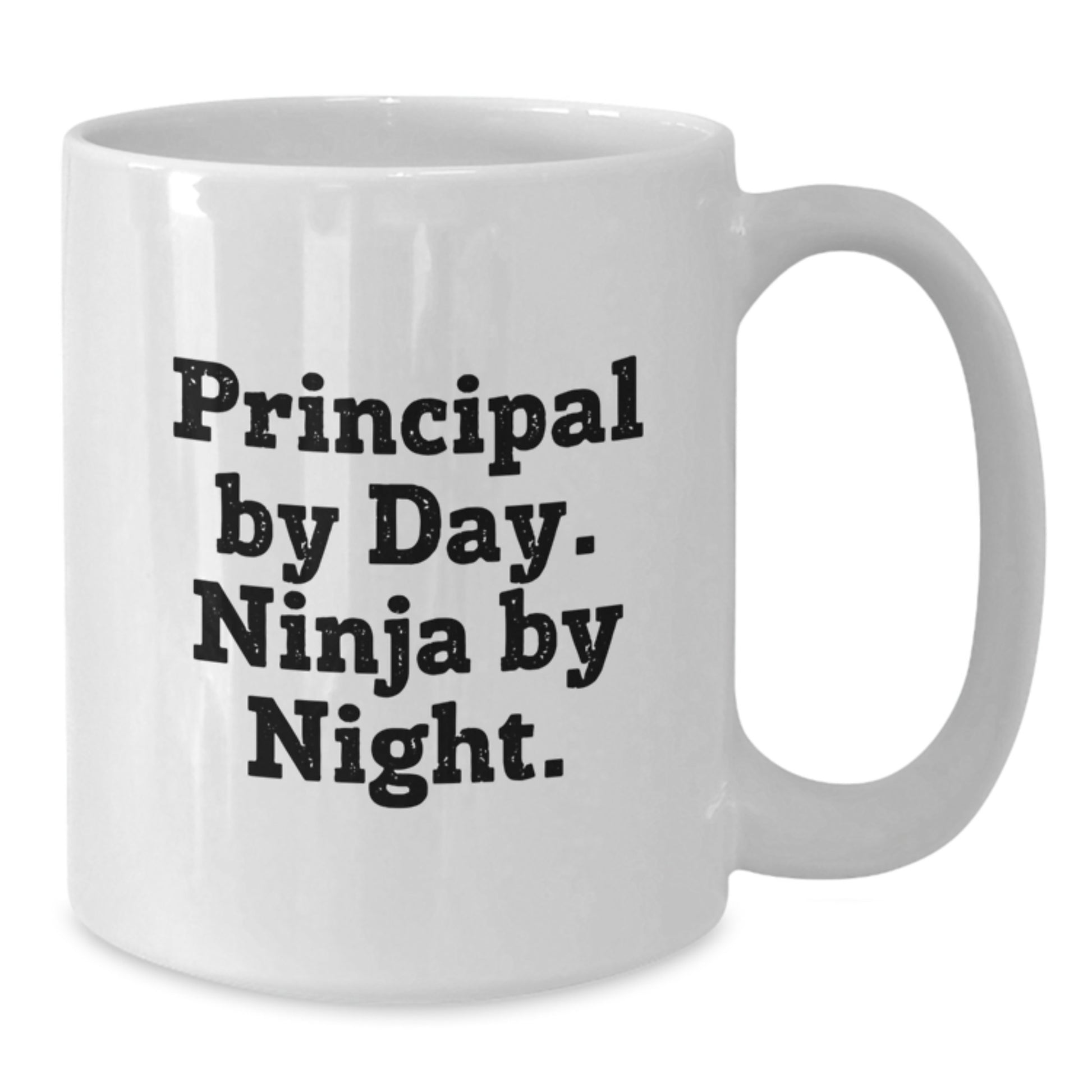 Funny Principal Gifts for Men, White Coffee Mug - Principal By Day. Ninja By Night. - Unique Christmas Unique Gifts from Family to Friends - Additional