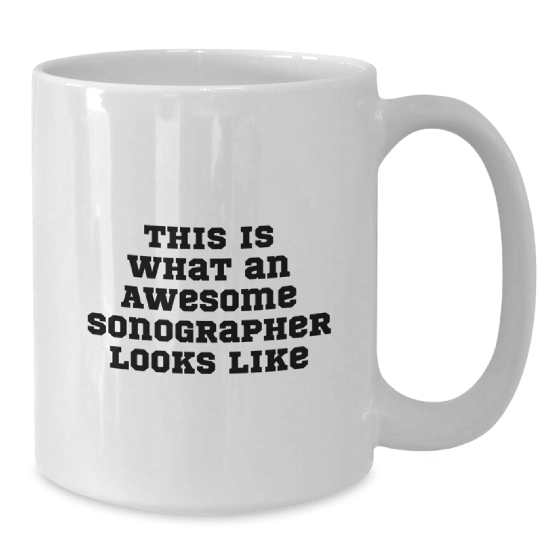 Funny Sonographer Gifts for Him from Friends, White Coffee Mug This 'Is What An Awesome Sonographer Looks Like' Christmas Unique Presents - Additional