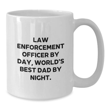 Funny Law Enforcement Officer Gifts from Men for Christmas Unique Mugs, Perfect for World's Best Dad By Day - Additional