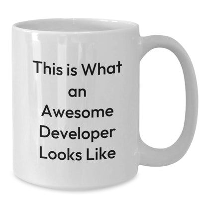 Developer Gifts from Friends, Funny White Coffee Mug for Valentine's Unique Gifts, 'This Is What An Awesome Developer Looks Like' - Additional