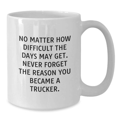 Funny Trucker Birthday Unique Gift from Friends, Gifts for Trucker Men, White Coffee Mug with Inspirational Quote - Additional