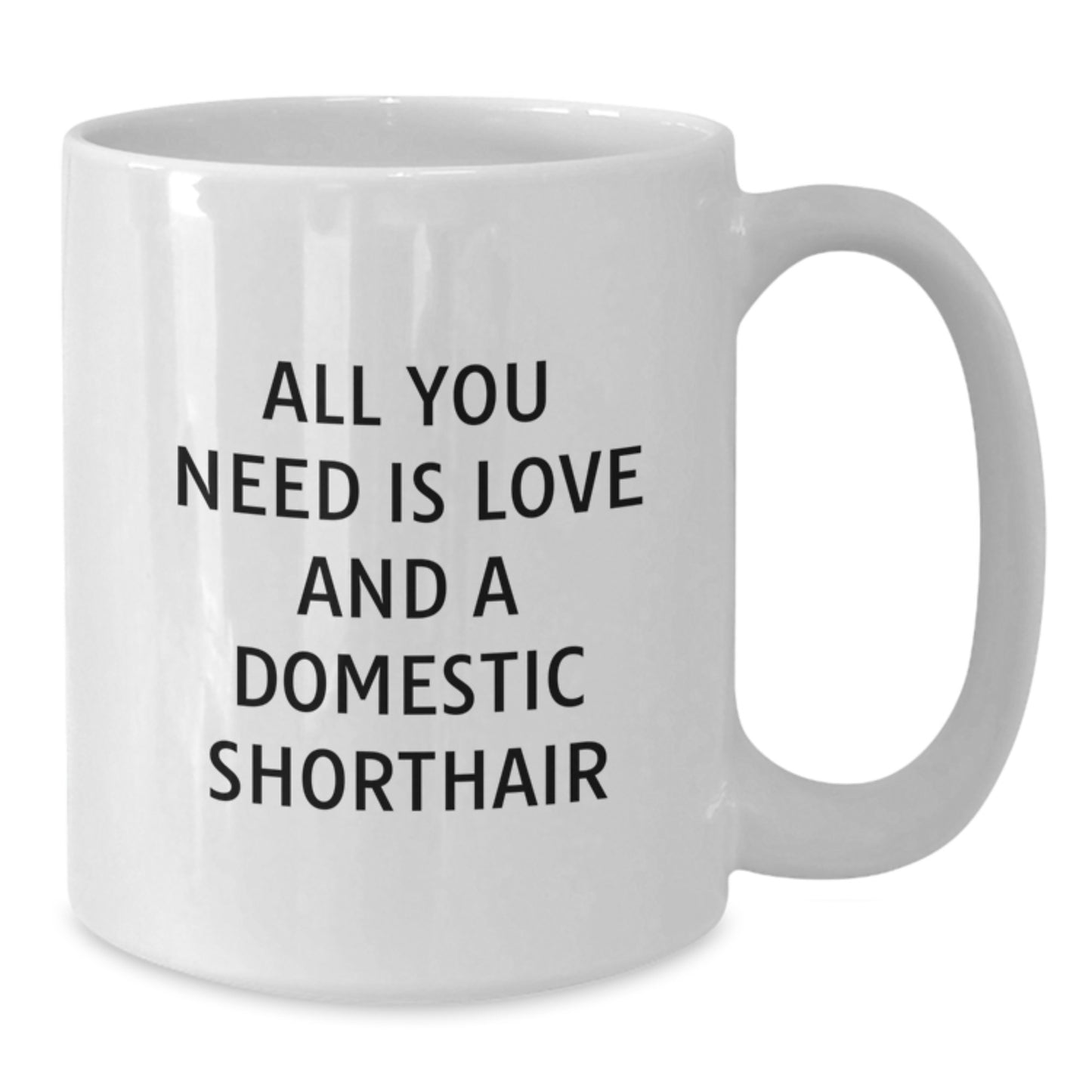 Funny Domestic Shorthair Cat Gifts for Men, Unique White Coffee Mug with 'All You Need Is Love And A Domestic Shorthair' Quote, Gifts from Men to Friends - Additional