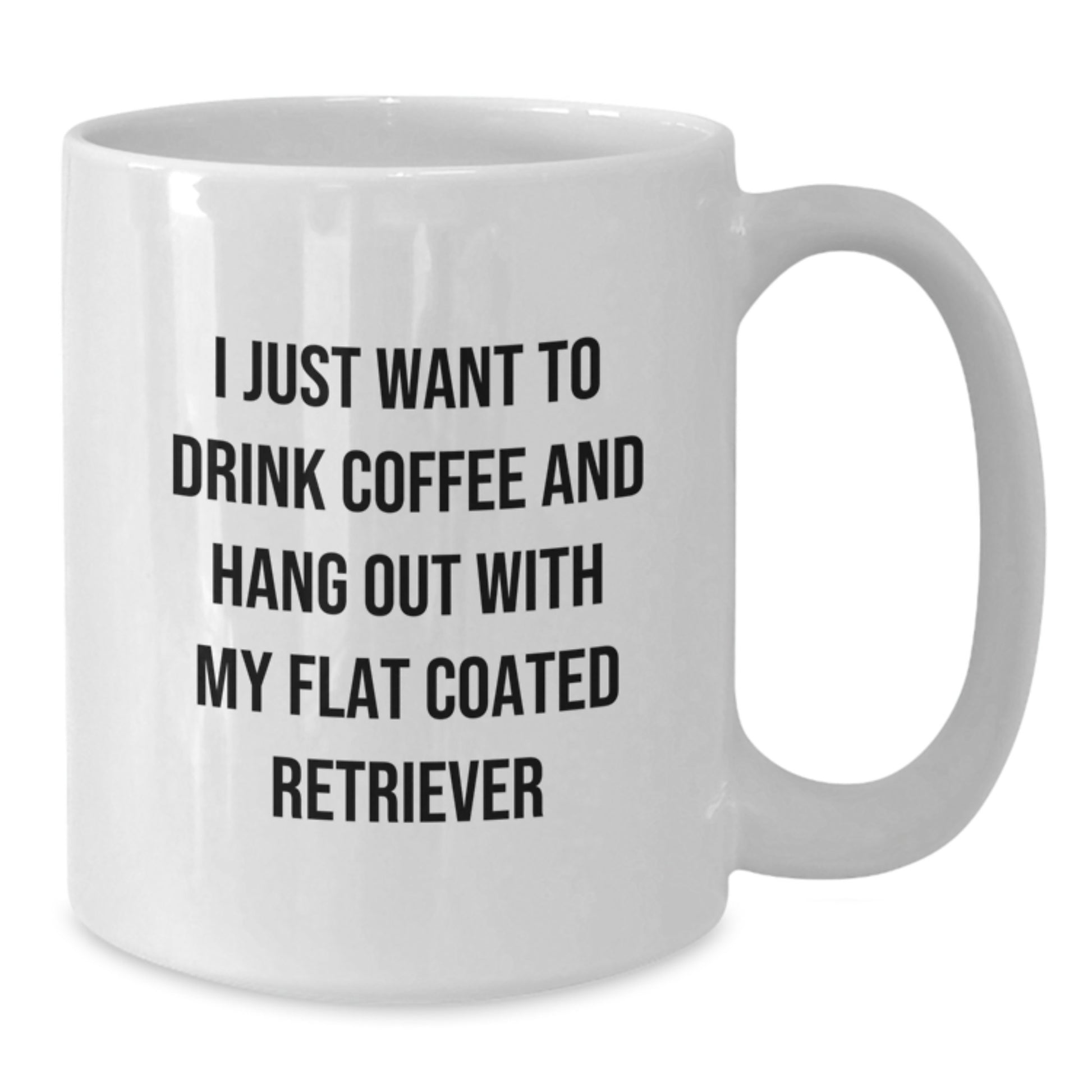 Funny Flat Coated Retriever Dog Gifts from Friends for Birthday - White Coffee Mug, I Just Want To Drink Coffee And Hang Out With My Flat Coated Retriever - Additional